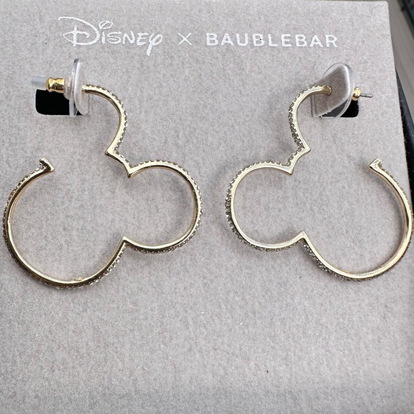 Disney Jewelry - Disney x Baublebar Mickey Mouse Gold and White Rhinestone Earrings